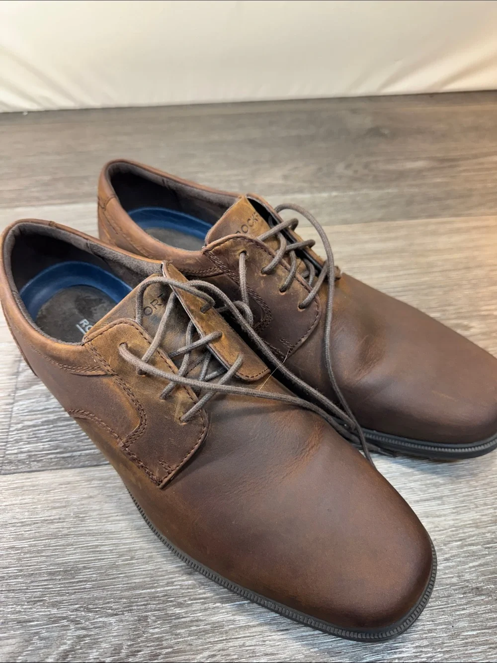 Rockport Men's Brown Leather Lace-Up Oxfords Sz 9 (h7)
